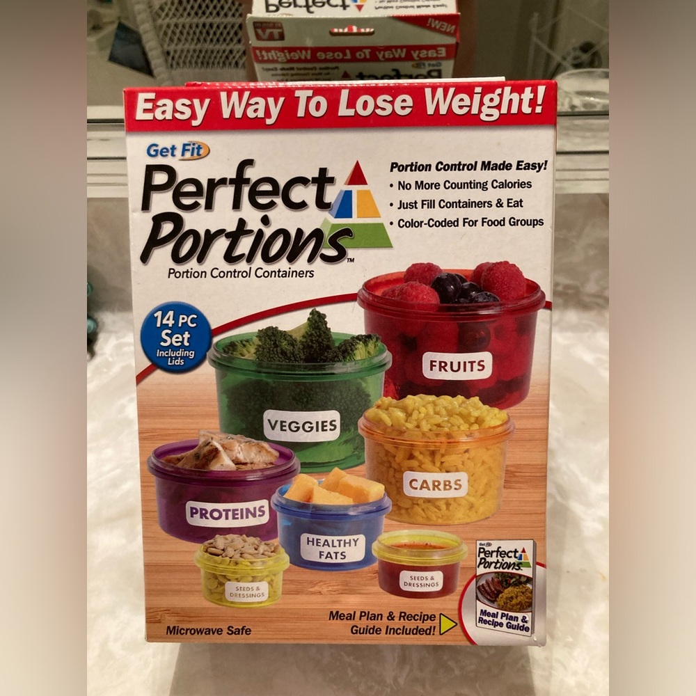 PERFECT PORTIONS 14 pc Portion Control Containers Meal Plan & Recipe Guide